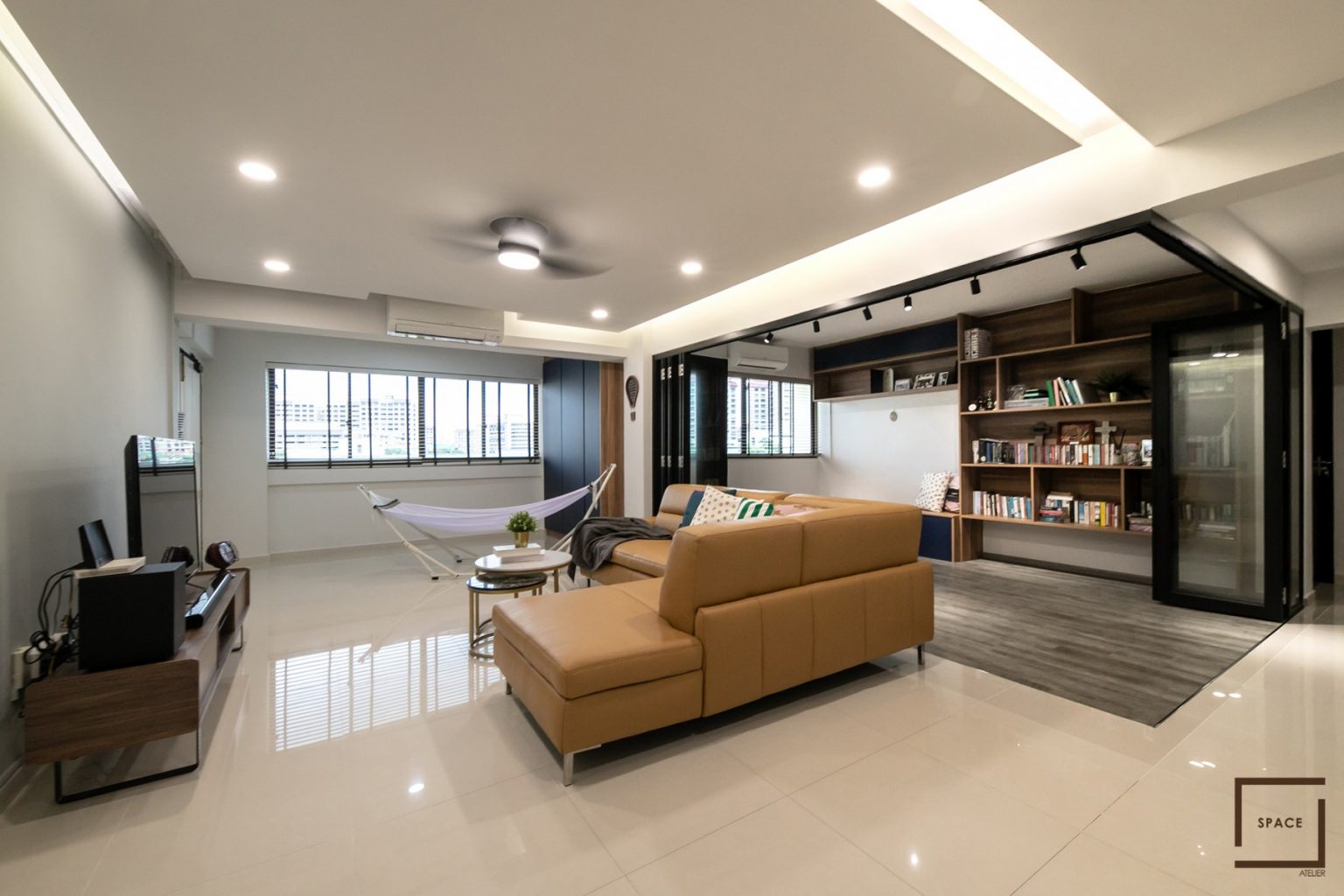 Open Living Room To Study Room