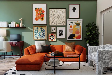 orange couch piece