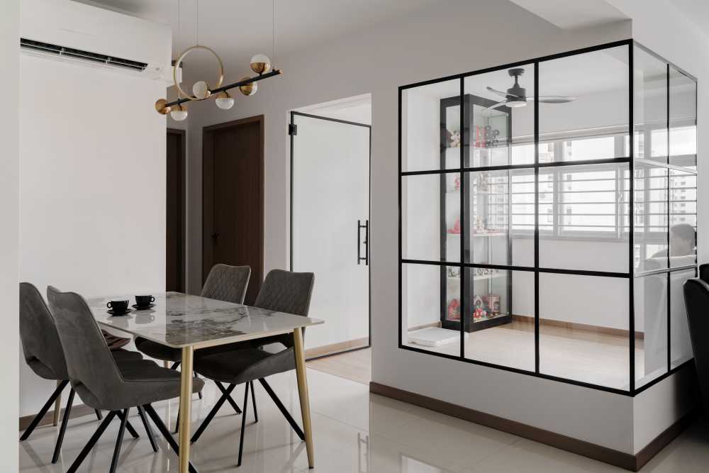 contemporary living room with ceiling light and lighting